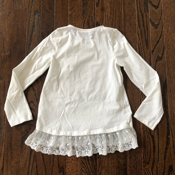 Cynthia Rowley Girls M (7/8) White Long-Sleeved Embellished Tee w/Lace Hem -EUC! - Picture 11 of 12